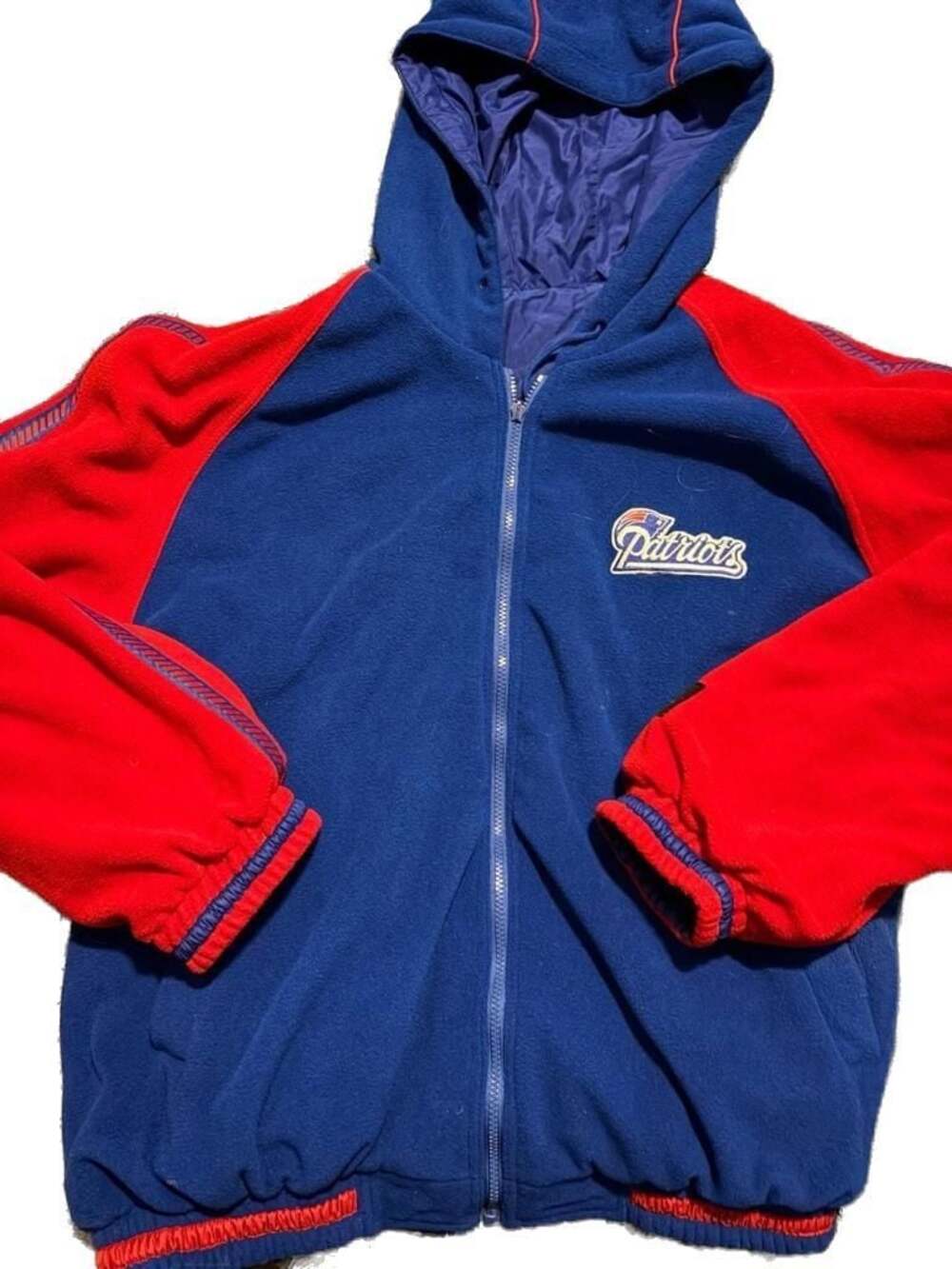 NFL Vintage New England Patriots Reversible Fleece Zip-Up Hoodie Jacket Size XL